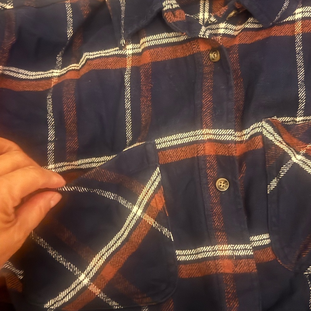 RSQ Navy and Rust Plaid Shirt - Picture 8 of 12